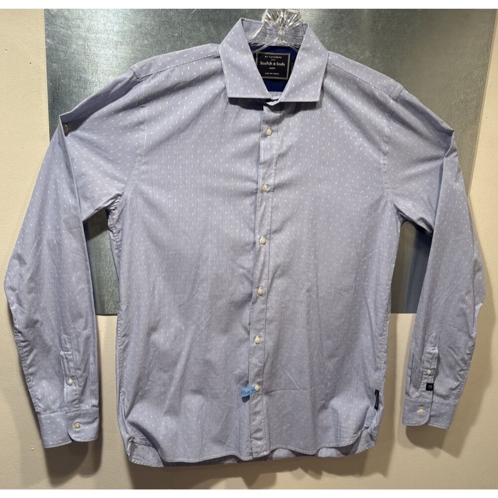 Scotch & Soda My Favorite Dress Shirt L Blue Stripes Long Sleeve Button Up - Picture 3 of 16